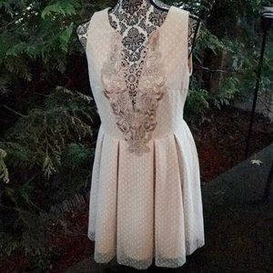 NWOT ivory lace overlay midi dress